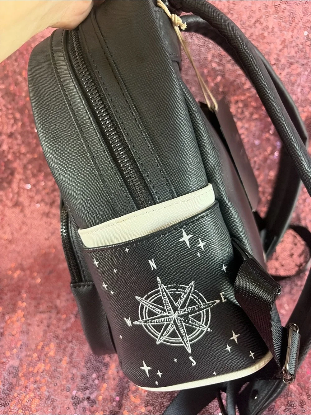 Loungefly Black & White Peter Pan Skull Island Mini Backpack